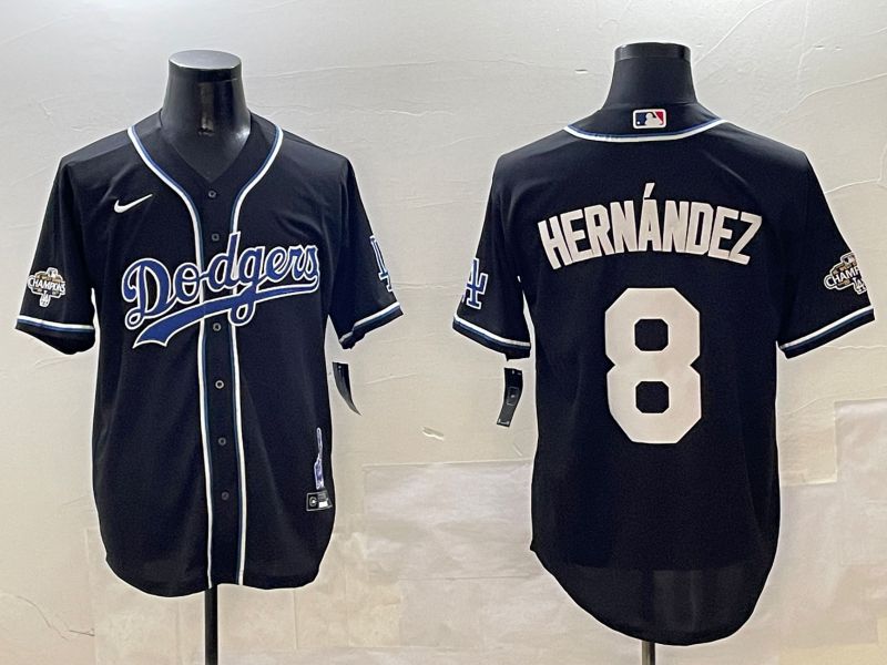Men Los Angeles Dodgers 8 Hernandez Black Fashion Game 2025 Nike MLB Jersey style 30610